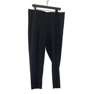 J Jill Linen Pants Womens XL Black Linen Stretch Straight Leg Pull On Pockets